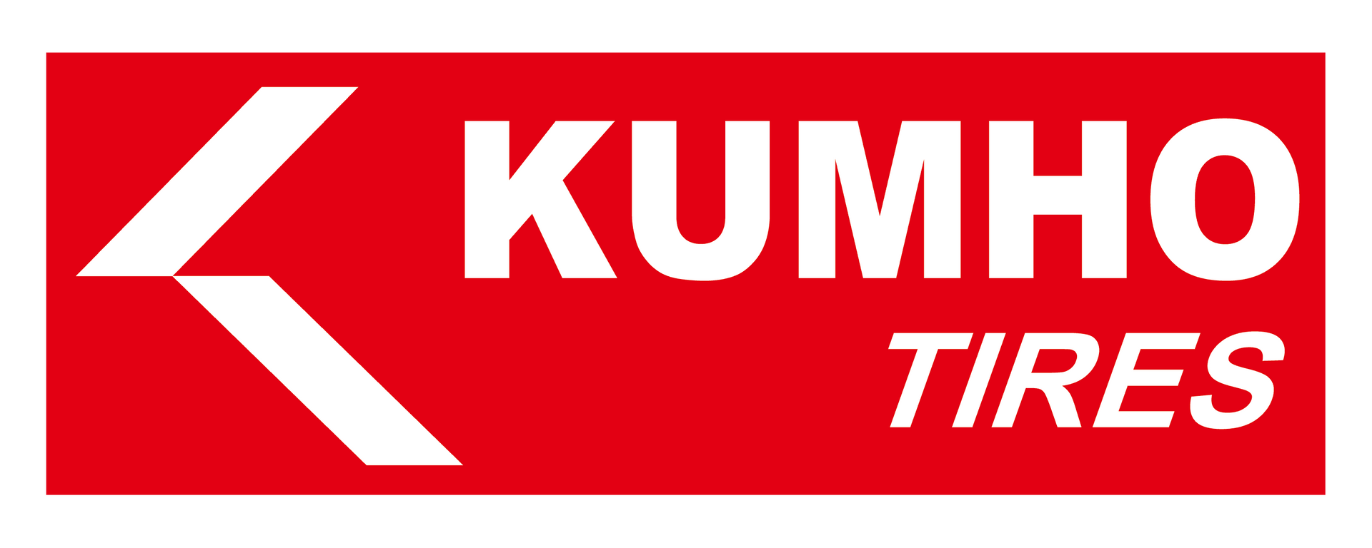 A red and white logo for kumho tires