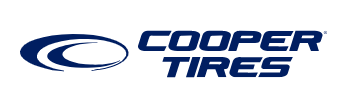 The logo for cooper tires is blue and white on a white background.