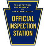 The logo for the pennsylvania department of transportation official inspection station