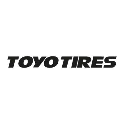 A black and white logo for toyo tires on a white background.