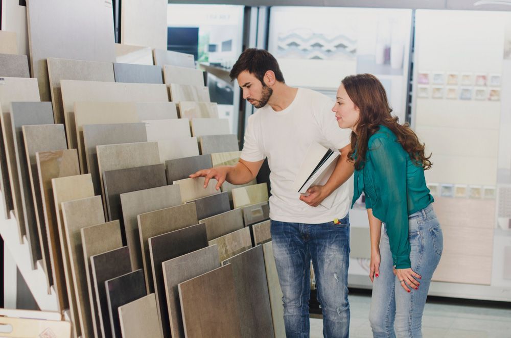 A Young Couple Visiting A Tile Shop 