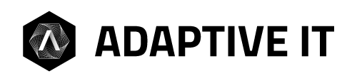 A black and white logo for adaptive it