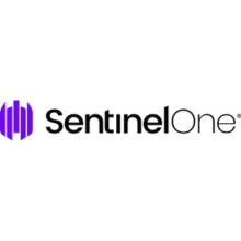 The sentinelone logo is purple and black on a white background.