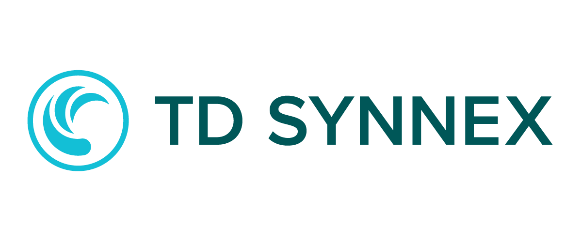 A logo for td synnex is shown on a white background.