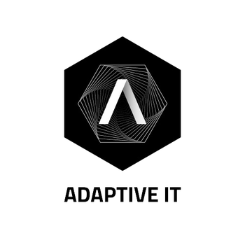 A black and white logo for a company called adaptive it.