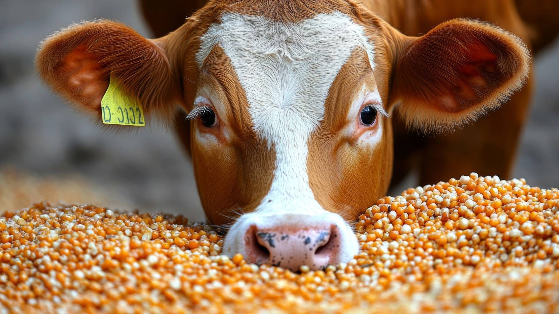 Livestock eating corn near Carlisle, KY