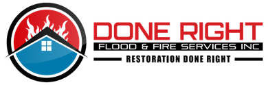 A logo for done right flood and fire services inc.