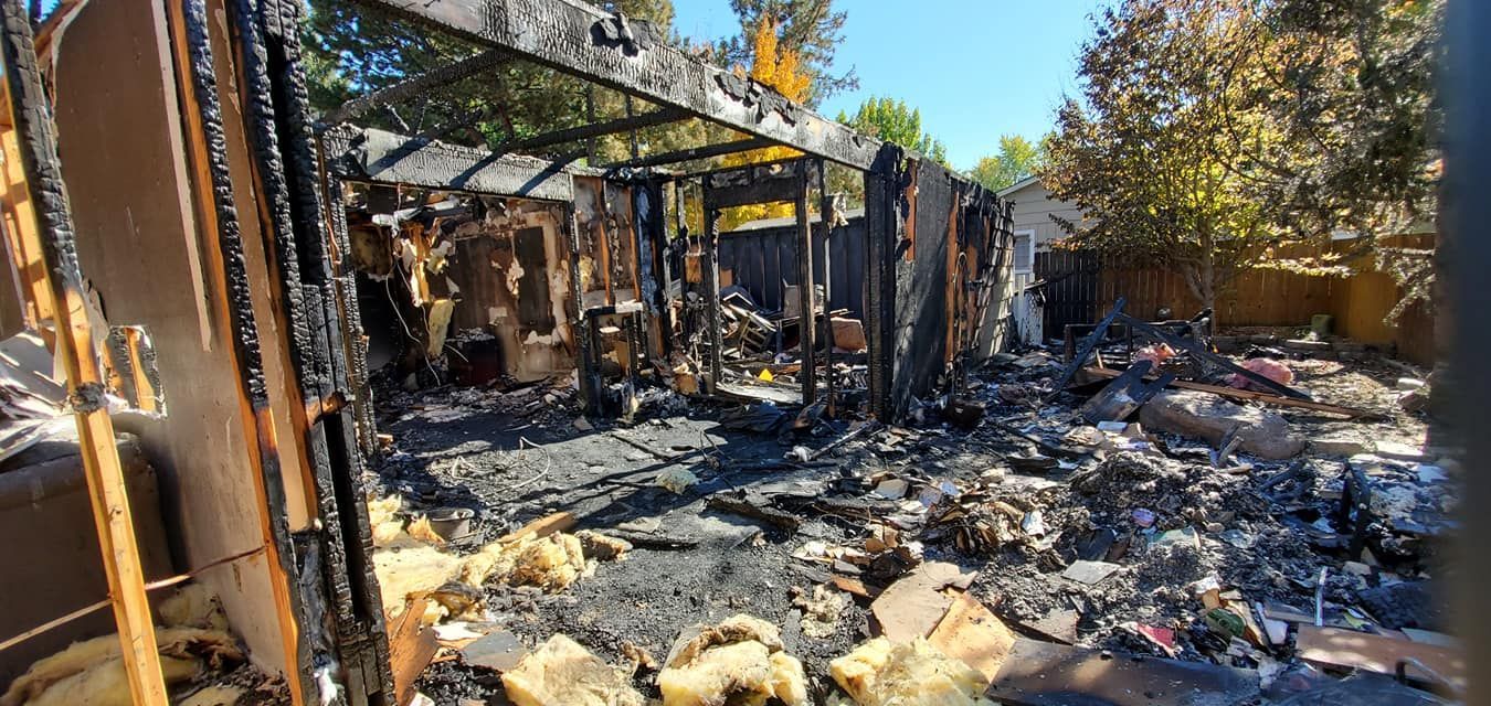 A property damaged by fire.