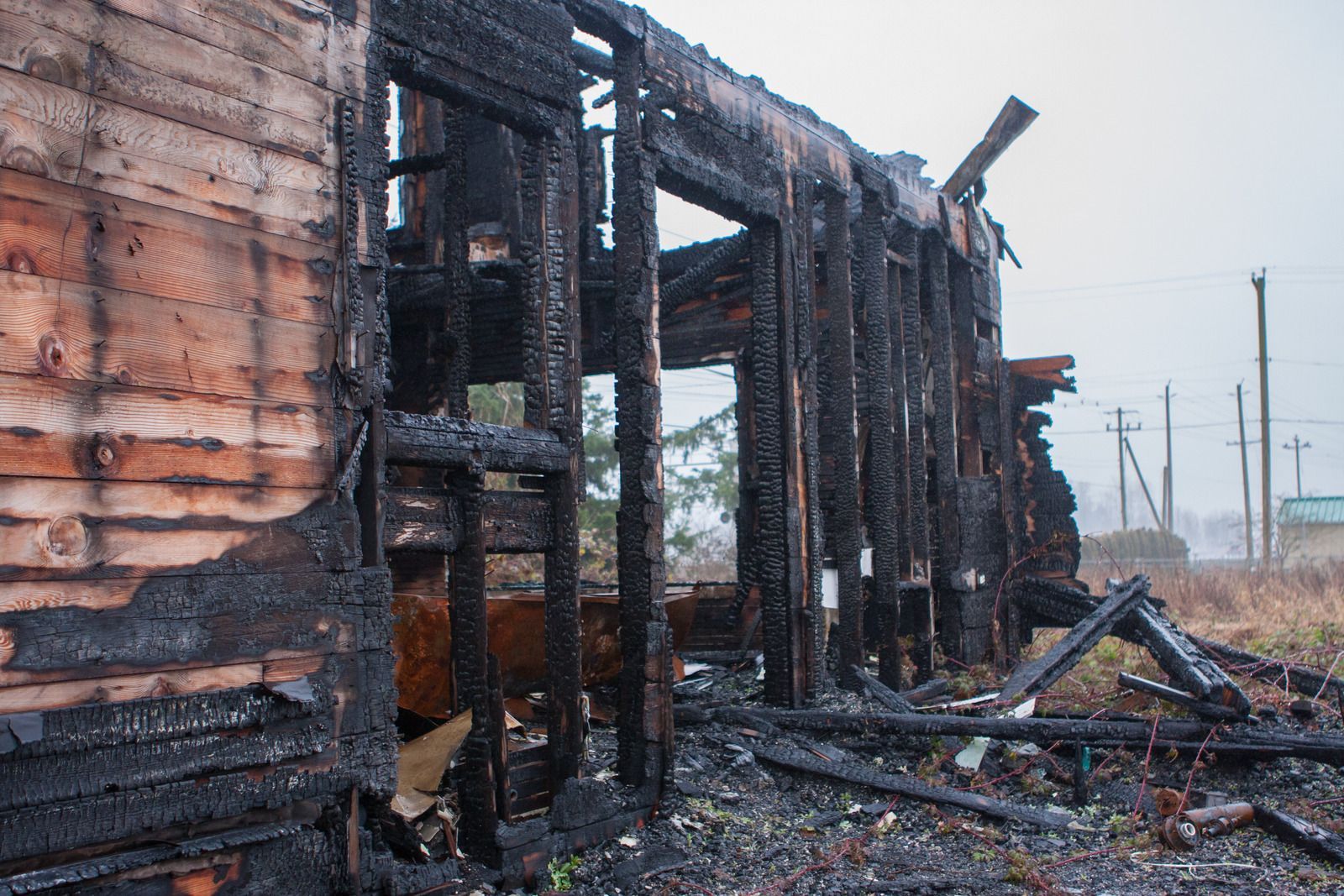 A house damaged by fire.