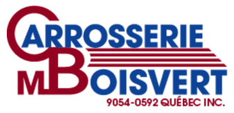 carrosserie M boisvert blue and red logo