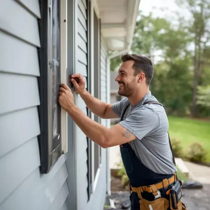 Professional Mt Juliet handyman repairing home fixture in local Tennessee neighborhood