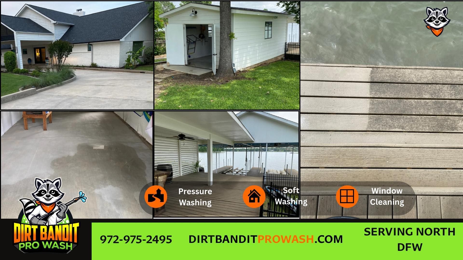 Dirt Bandit Pro Wash ad showcasing pressure washing services in North DFW.