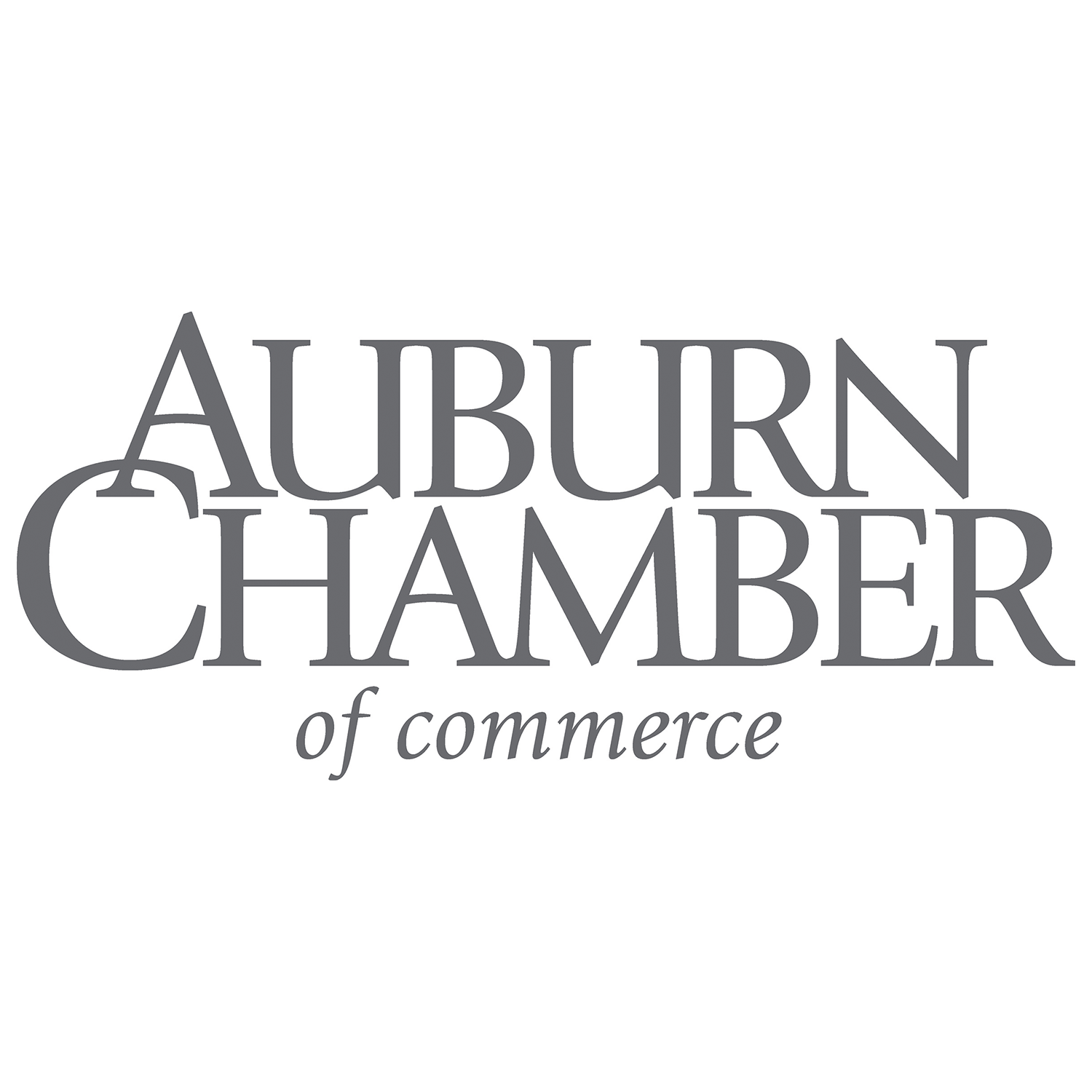 The auburn chamber of commerce logo is black and white.