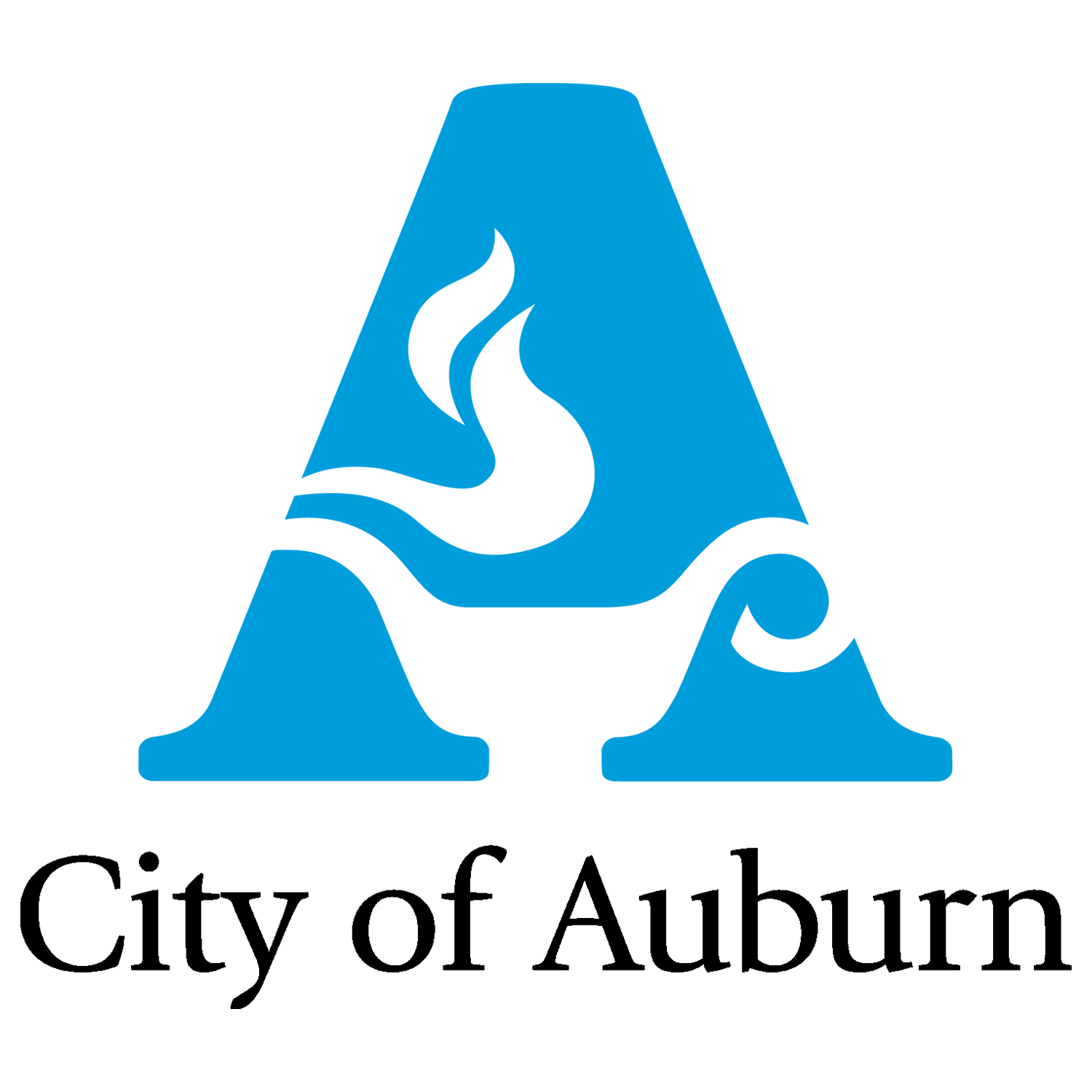 The logo for the city of auburn is blue and white