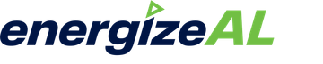 A blue and green logo for energizeal on a white background