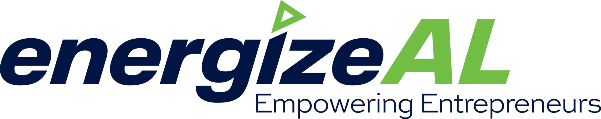 A blue and green logo for energizeal empowering entrepreneurs