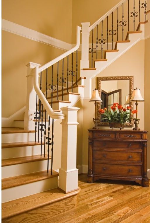 Hardwood Staircase that has been refinished in luxury home in Worcester, MA