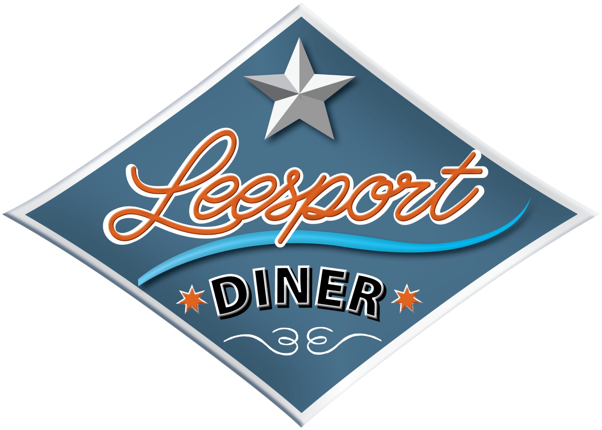 A logo for leesport diner with a star on it