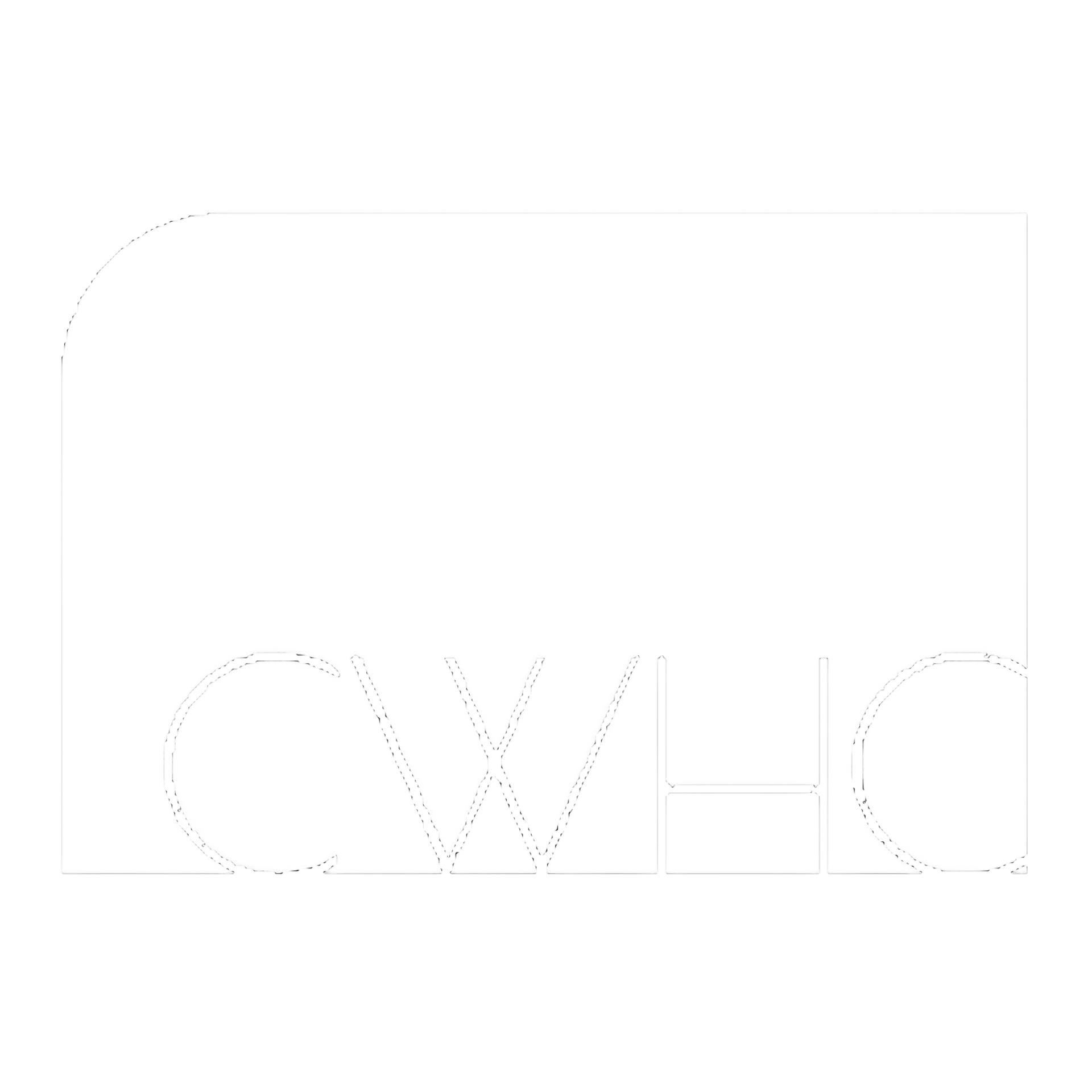 Faint white logo with stylized letters on a light background