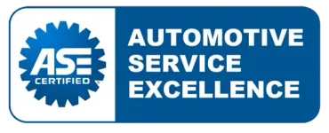 A blue and white sign that says automotive service excellence