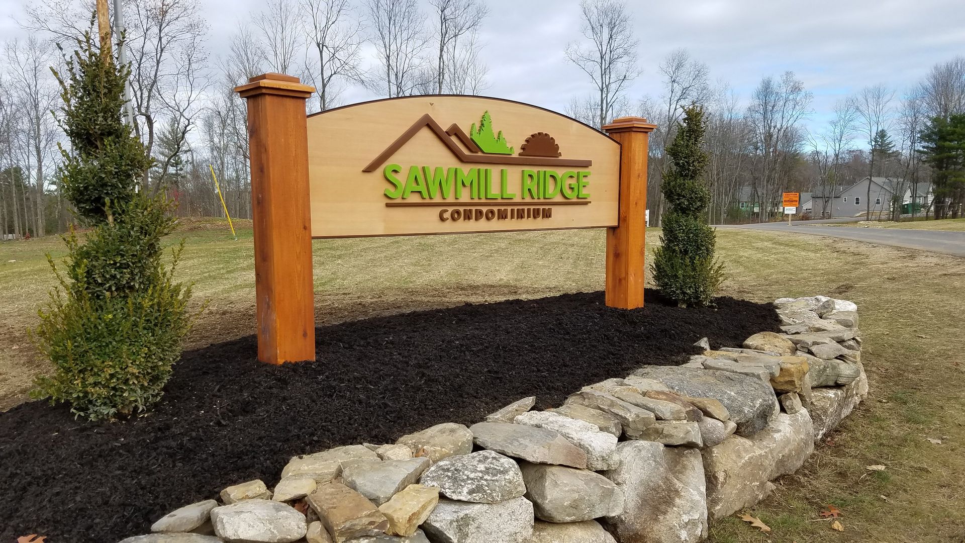 Entrance Sign for New Homes at Sawmill Ridge Condominium  Atkinson NH