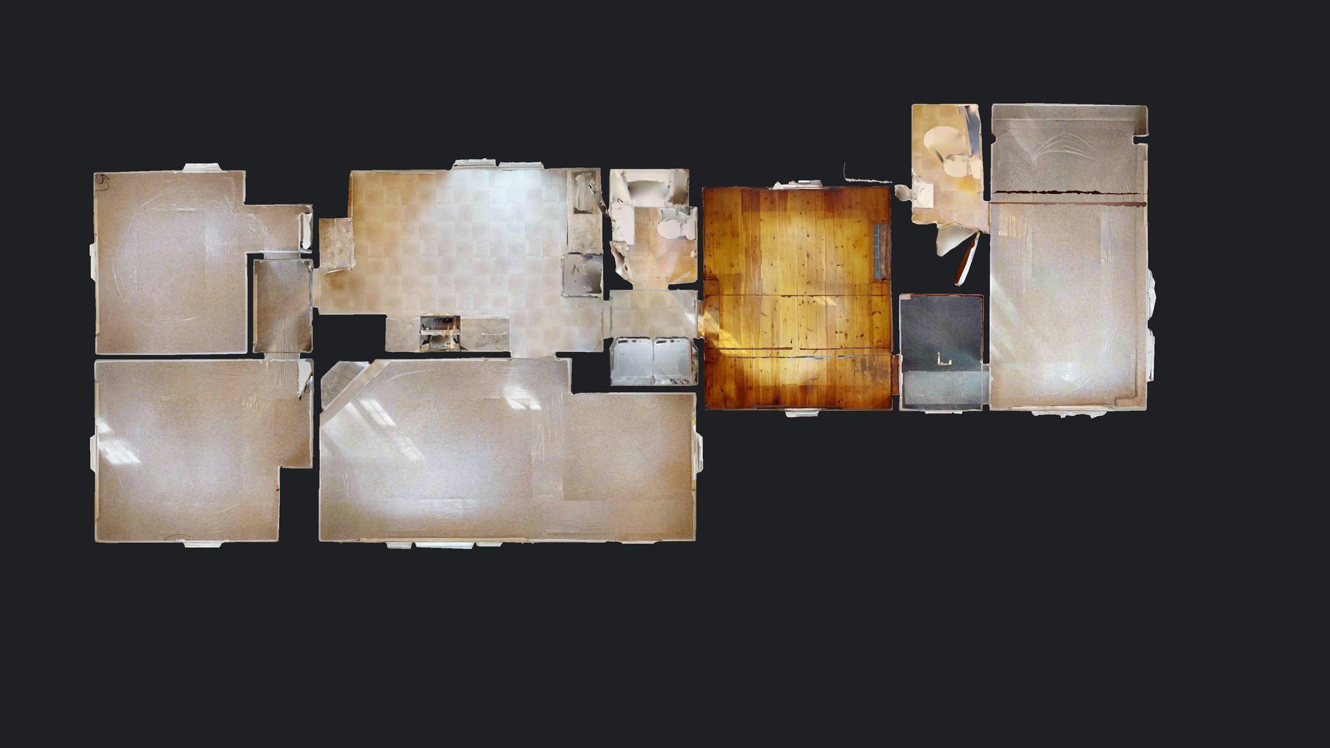 An aerial view of a floor plan of a house