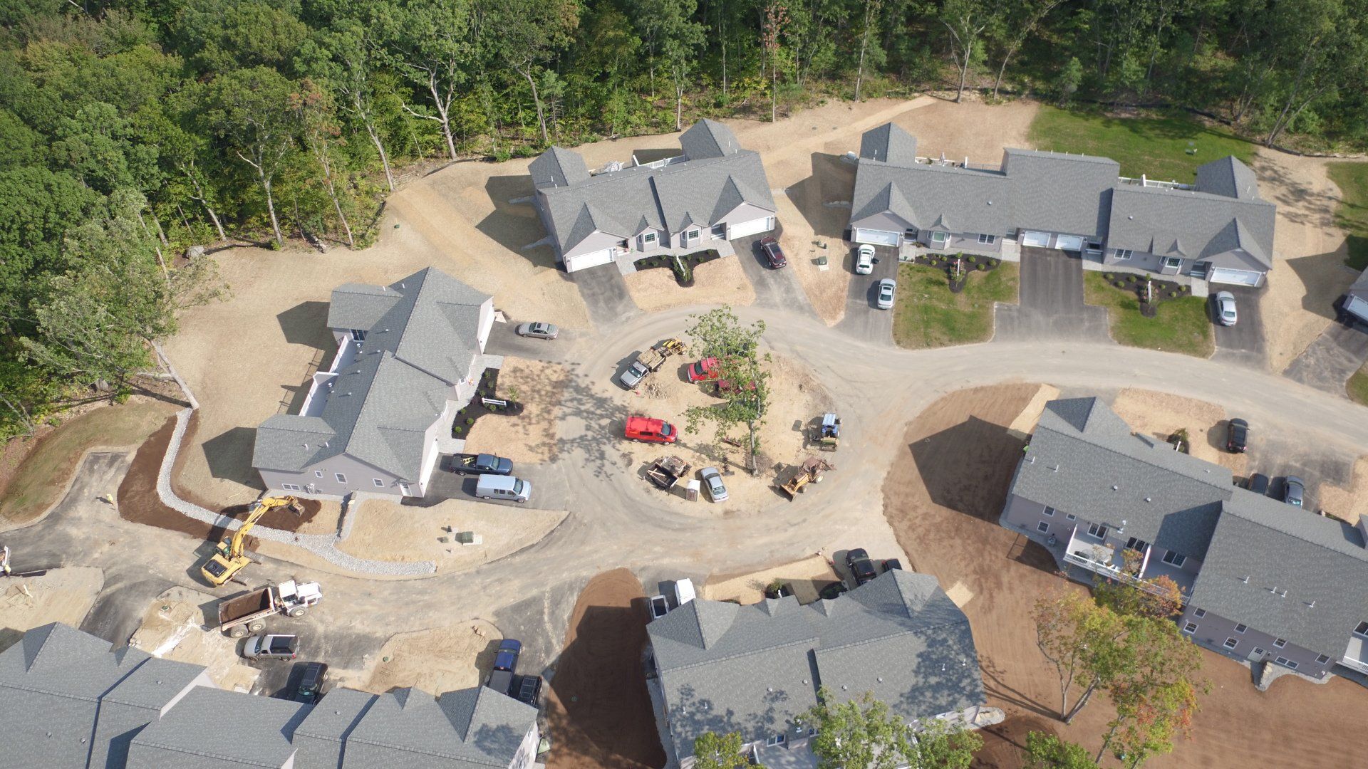 Aerial photo of Sawmill Ridge Condominium in Atkinson NH during construction