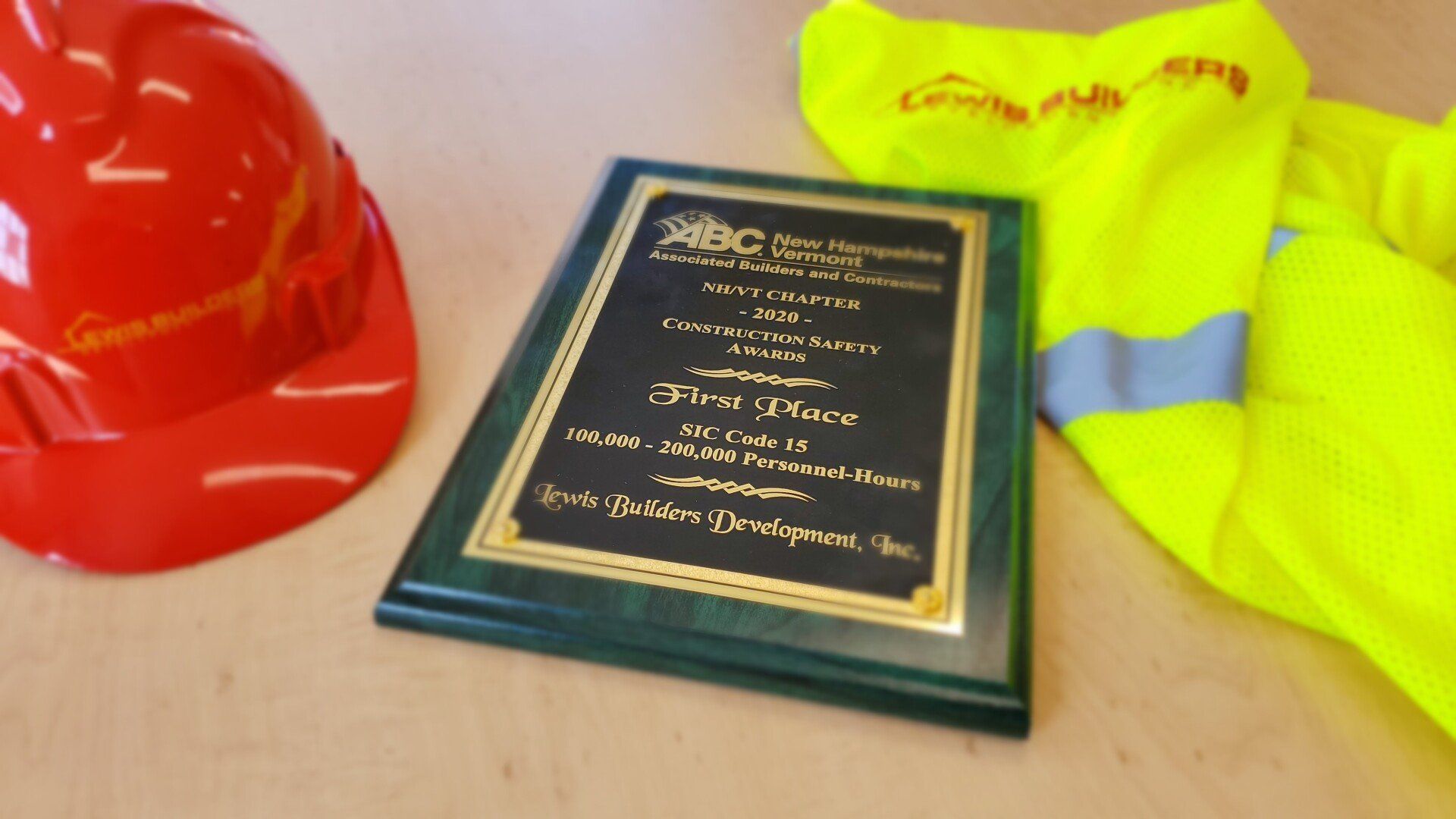 First Place Safety Award form ABC NH/VT