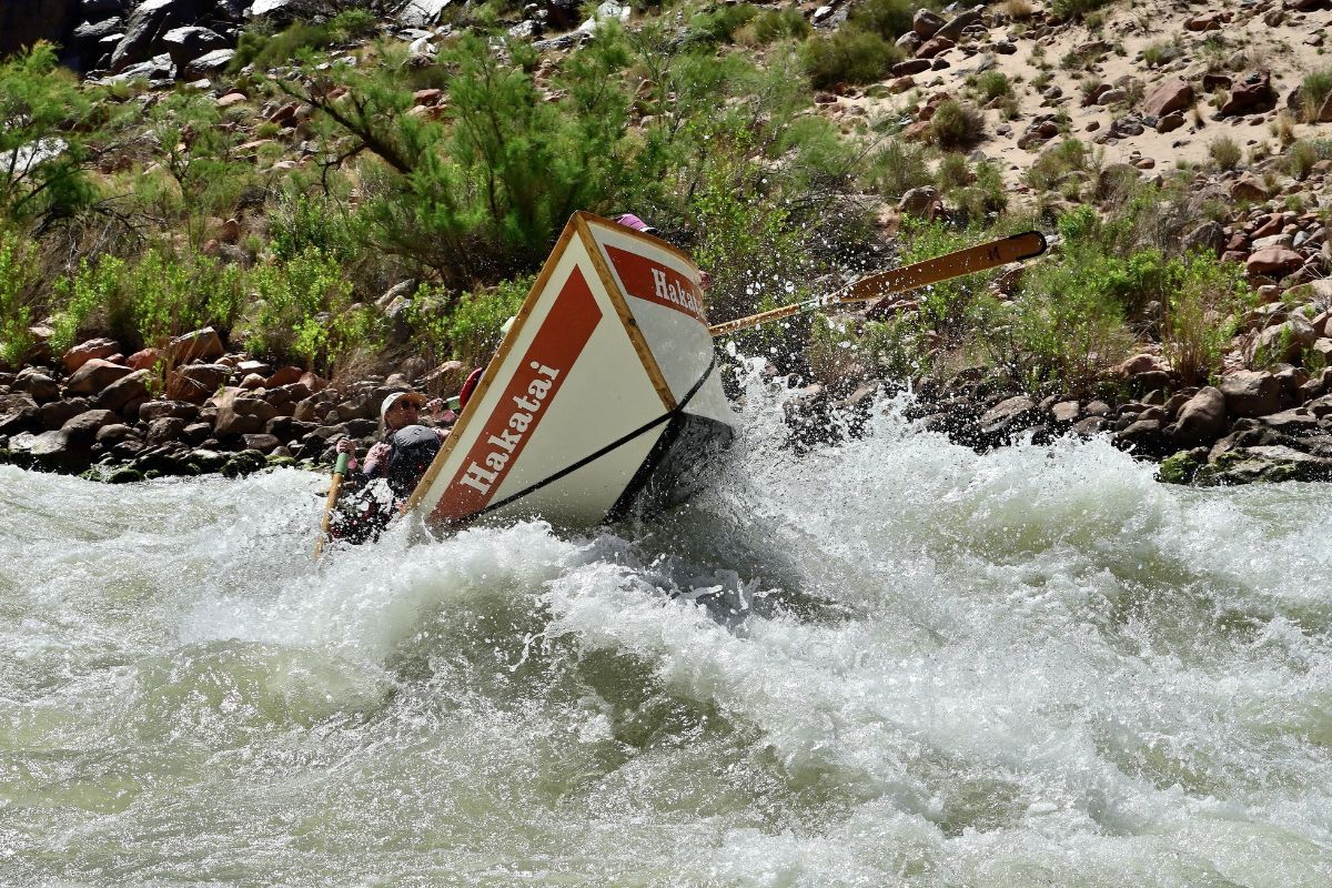 White and orange raft