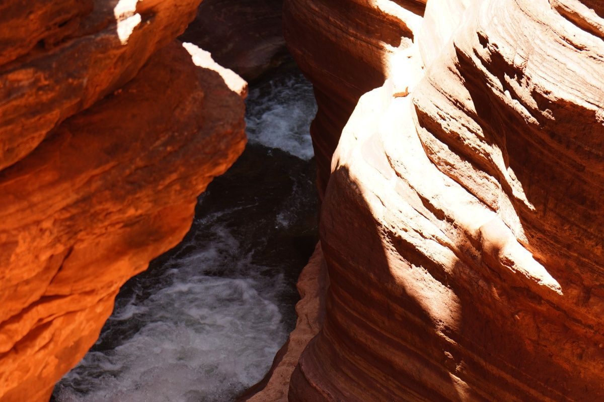 A canyon with a river running through it