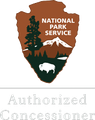 The logo for the national park service is shown on a white background