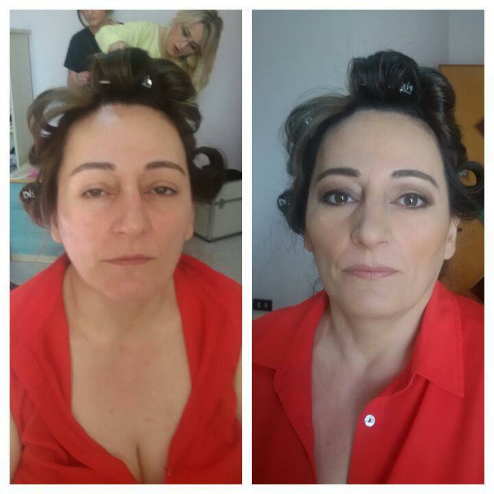 Cliente prima e dopo l'applicazione del trucco