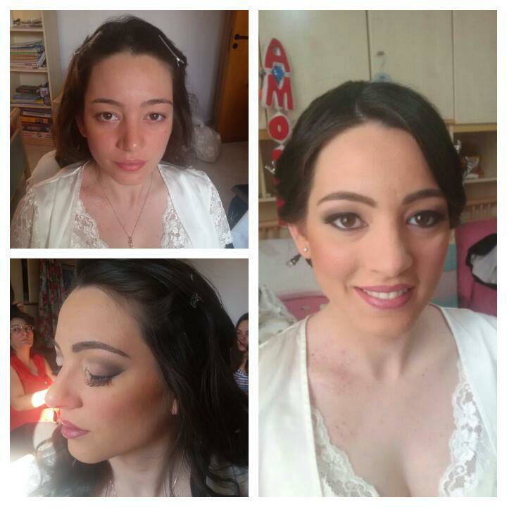 Sposa durante l'applicazione del trucco
