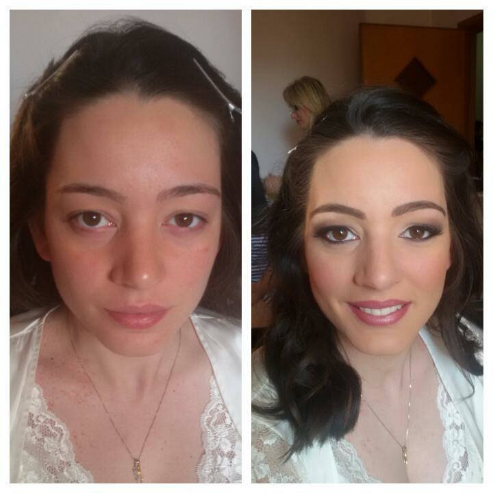 Sposa prima e dopo il trucco