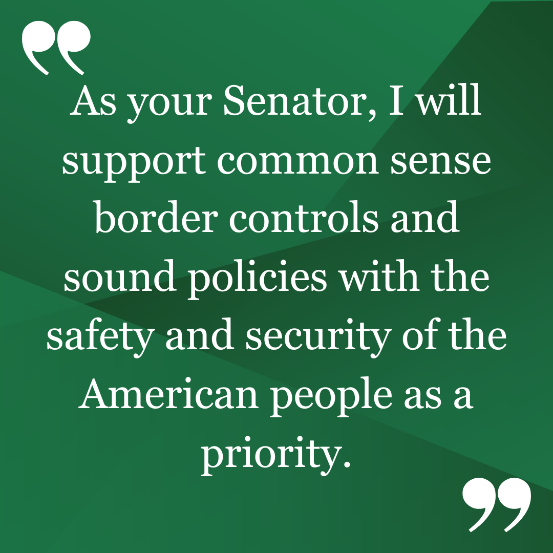 As your Senator, Matt Hill will support common sense border controls and sound policies with the safety and security of the American people as a priority.