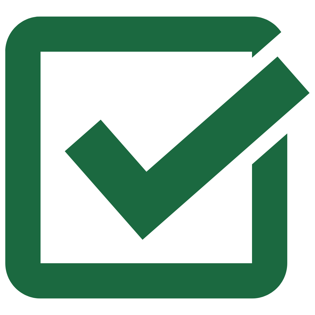 a checked off box in green