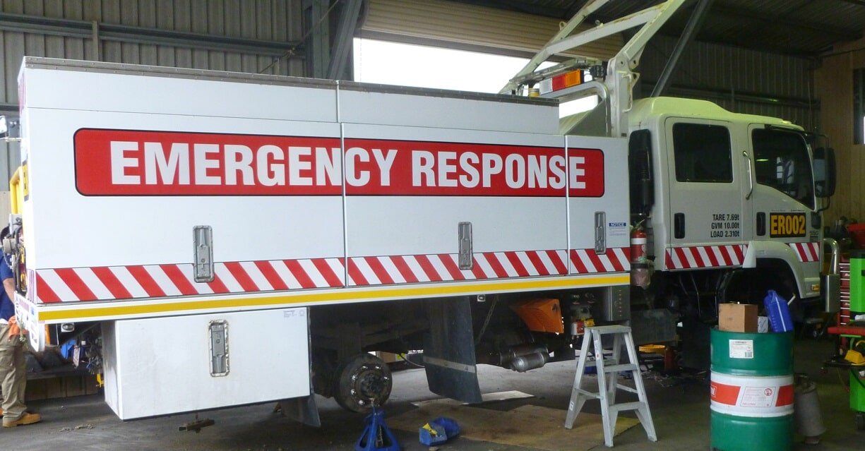 Emergency Response Signage on a Truck in Mackay