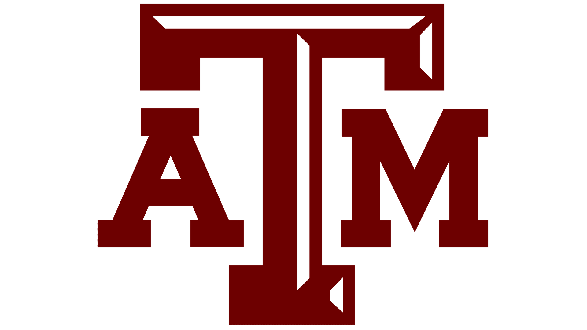 The logo for the texas a & m university is red and white.