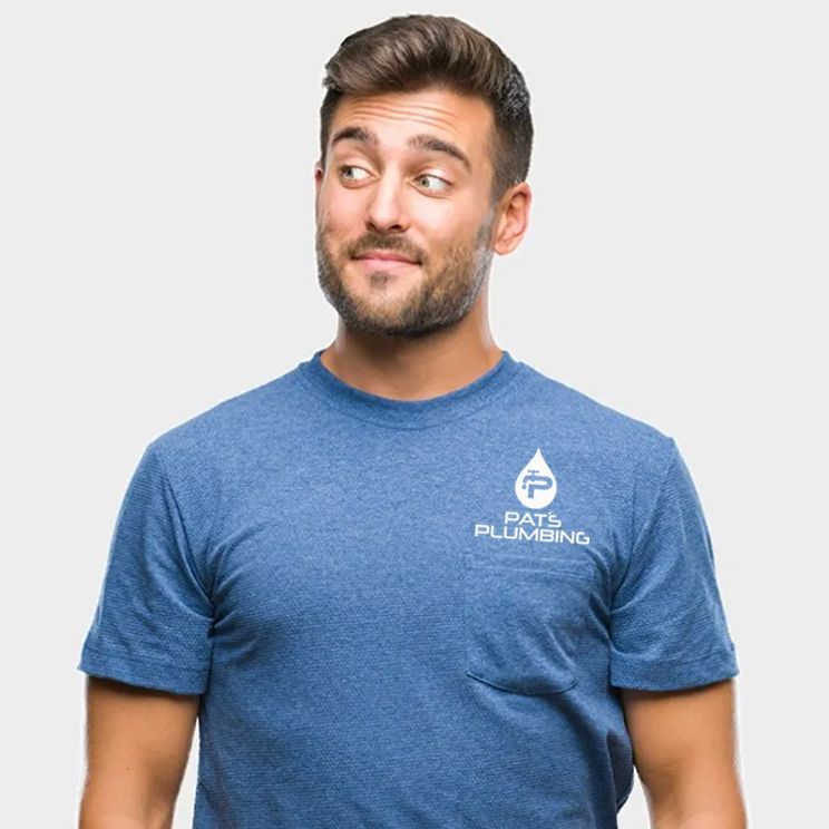 Man in blue t-shirt with 