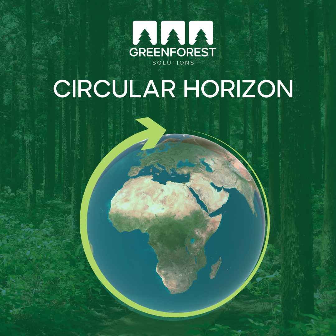 An advertisement for greenforest shows a circular horizon