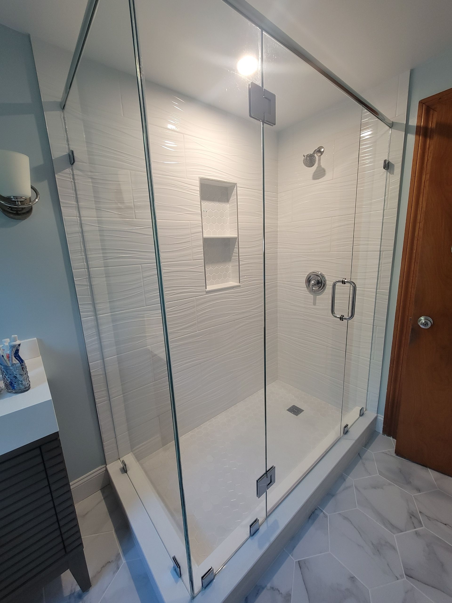 Shower bathroom remodel in Winthrop, MA