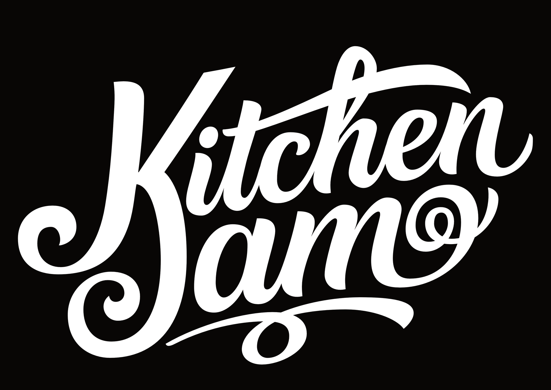 The kitchen jam logo is white on a black background.