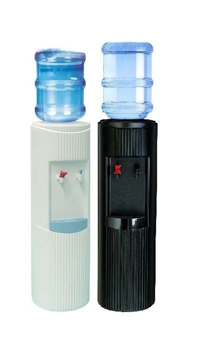Two water coolers, one white, one black, with blue water jugs on top. — NT Water Filters In Winnellie, NT