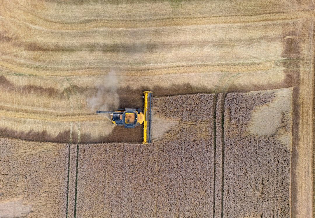 Aerial drone view of agricultural field