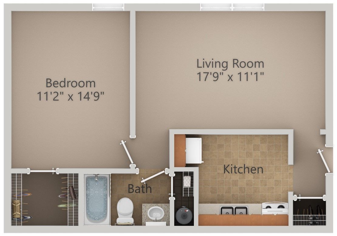 1 Bedroom floor plan