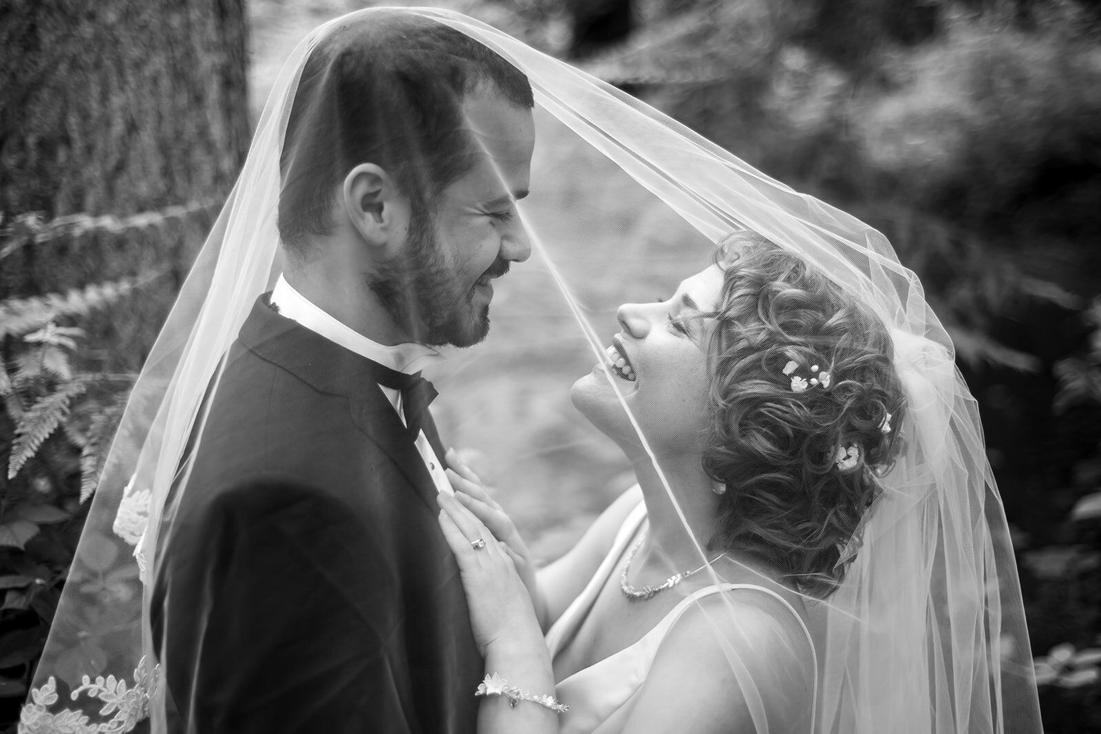 Black and White Veil Bride and groom out door wedding photography.jpg
