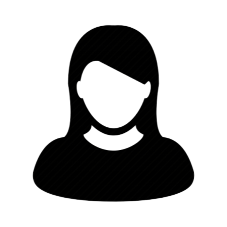 Silhouette of a woman with long hair, and a blank face, in a dark shirt.