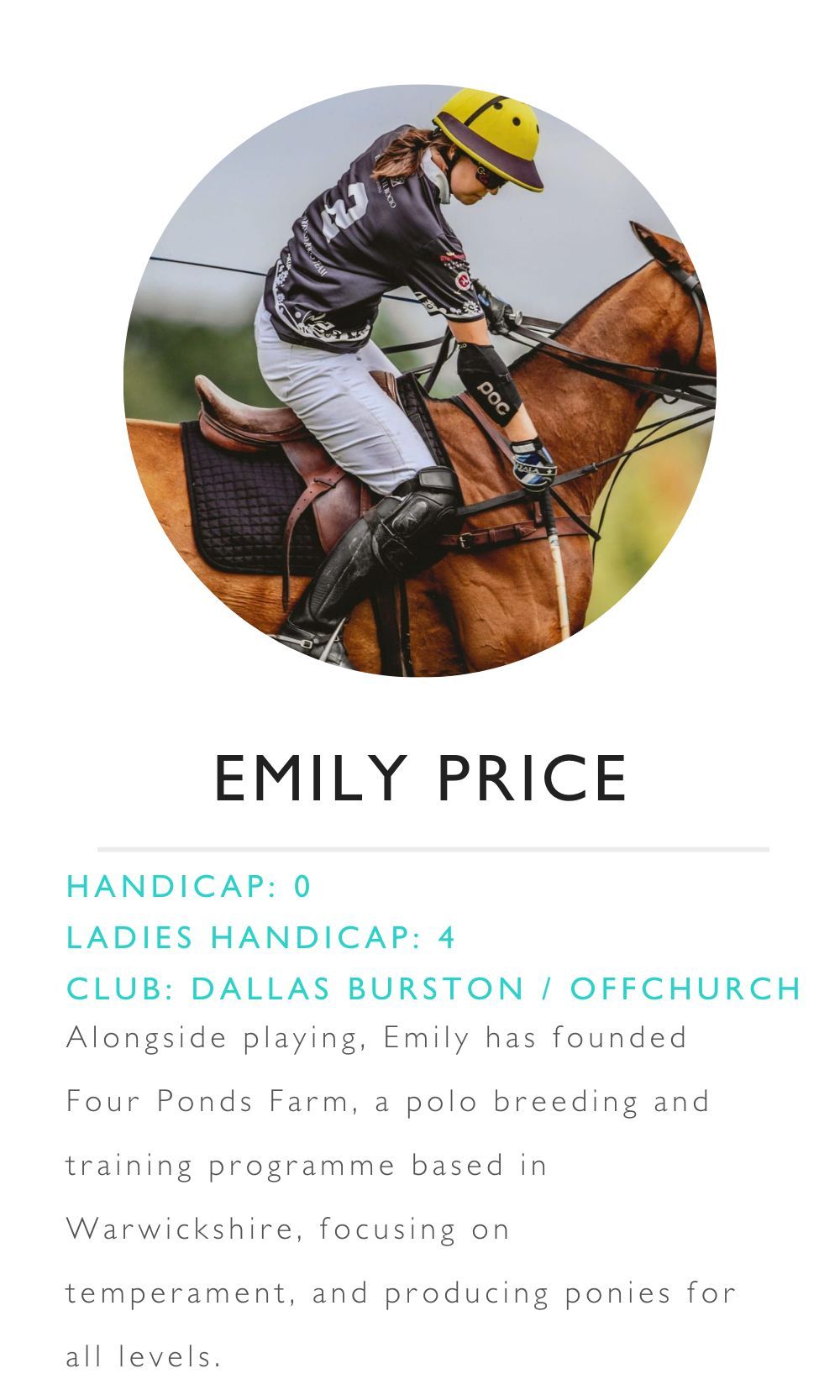 a poster for emily price shows a woman riding a horse