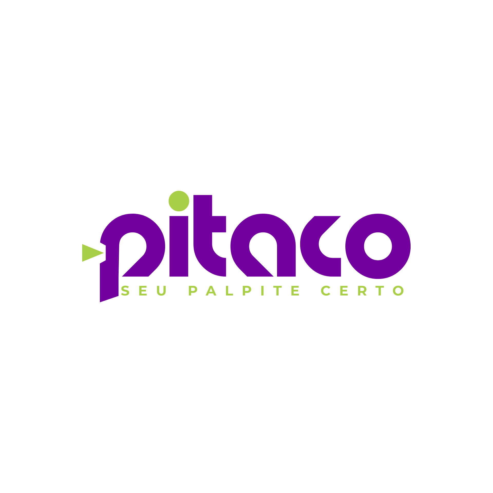Um logotipo roxo e verde para uma empresa chamada pitaco.