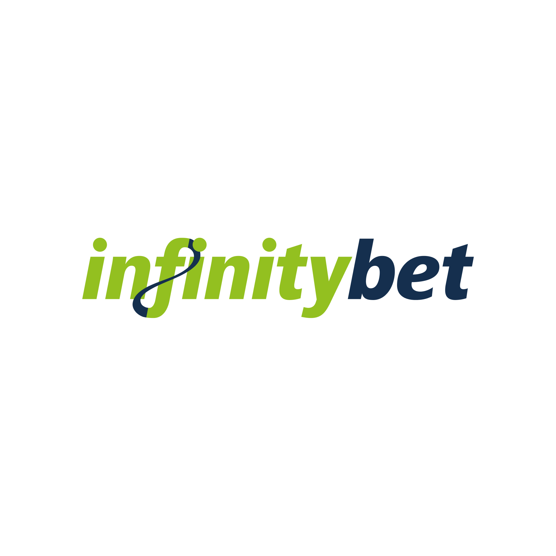 O logotipo da infinitybet é verde e azul em um fundo branco.